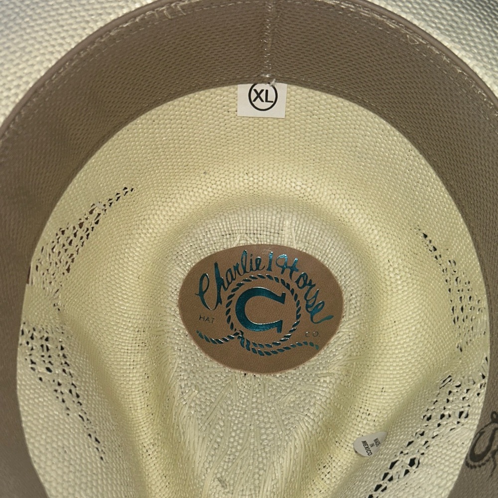Cream Straw Cowboy Hat with Colorful Southwestern Hatband - Picture 2 of 3